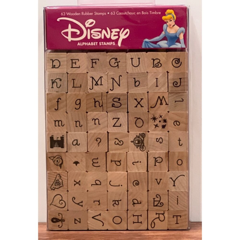 Disney Princess Alphabet Stamps Set  63 Wooden Rubber Stamps DSP001 Princess ABC